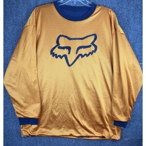 Vintage Y2K Fox Racing Reversible Mesh Shirt Mens XL Orange Blue Long Sleeve